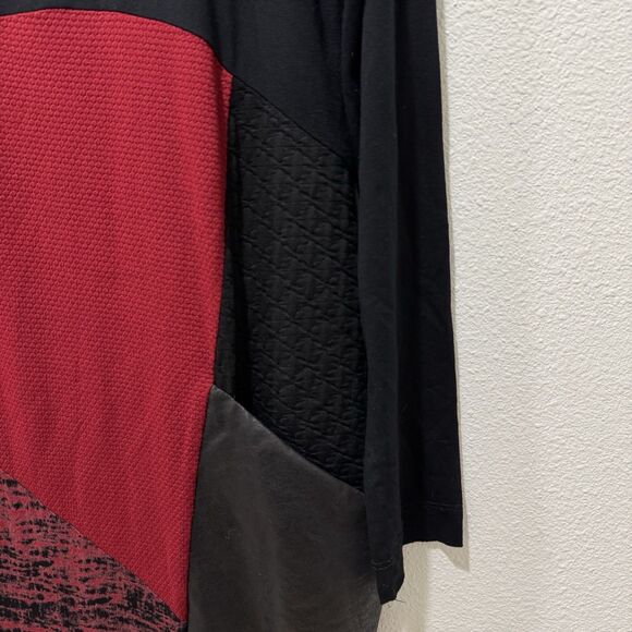 Alembika Tekbika A Line Swing Black Mix Pattern Lagenlook Dress Sz 1 / US 6 8 - Picture 4 of 7